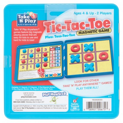 Play Monster Take 'N' Play Anywhere Tic-Tac-Toe Magnetic Game Ages 4 & Up   555897024